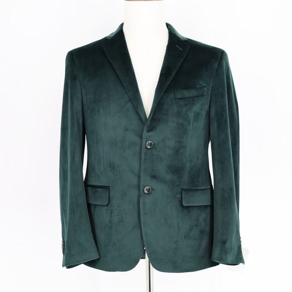Alfani Men's Solid Green Velvet Slim Fit Classic Suit Blazer Sport Coat Size 38S